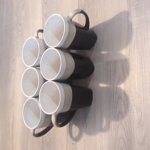 Set of 6 Roscher Glazed Stoneware Coffee Tea Mugs, 3-Tone Brown, Taupe,